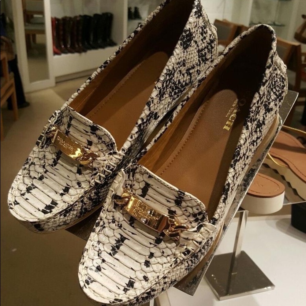 COACH Snakeskin Loafers/Flags Size 9